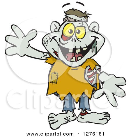 Clipart of a Zombie Waving - Royalty Free Vector Illustration by Dennis Holmes Designs