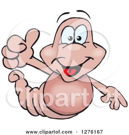 Clipart of a Happy Earthworm Holding a Thumb up - Royalty Free Vector Illustration by Dennis Holmes Designs