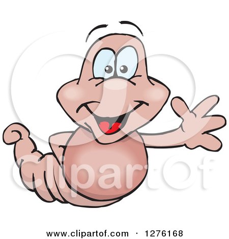 Clipart of a Happy Earthworm Waving - Royalty Free Vector Illustration by Dennis Holmes Designs