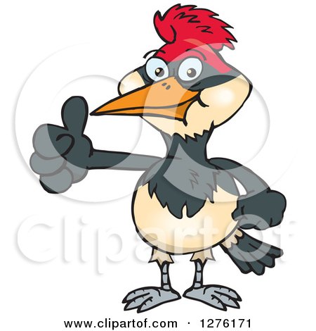 Clipart of a Happy Woodpecker Holding a Thumb up - Royalty Free Vector Illustration by Dennis Holmes Designs