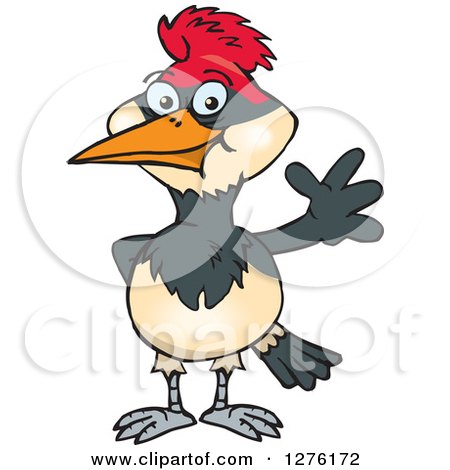 Clipart of a Happy Woodpecker Waving - Royalty Free Vector Illustration by Dennis Holmes Designs