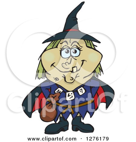 Clipart of a Happy Witch Standing - Royalty Free Vector Illustration by Dennis Holmes Designs