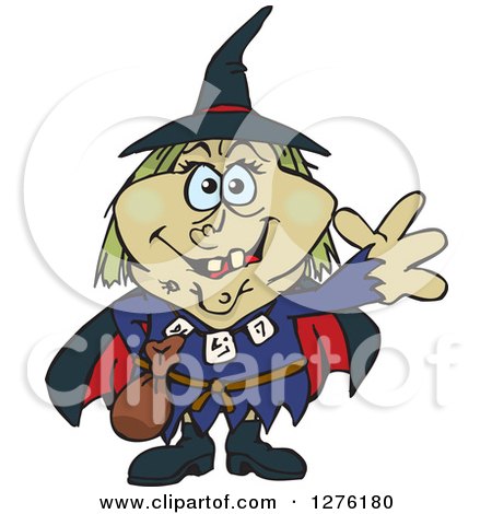 Clipart of a Happy Witch Waving - Royalty Free Vector Illustration by Dennis Holmes Designs