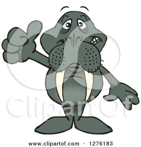 Clipart of a Walrus Holding a Thumb up - Royalty Free Vector Illustration by Dennis Holmes Designs