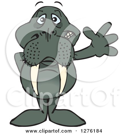 Clipart of a Walrus Waving - Royalty Free Vector Illustration by Dennis Holmes Designs
