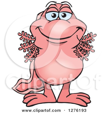 Clipart of a Pink Walking Fish Standing - Royalty Free Vector Illustration by Dennis Holmes Designs