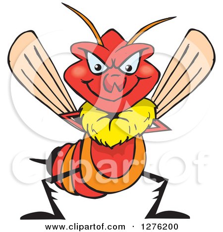 Clipart of a Grinning Wasp - Royalty Free Vector Illustration by Dennis Holmes Designs