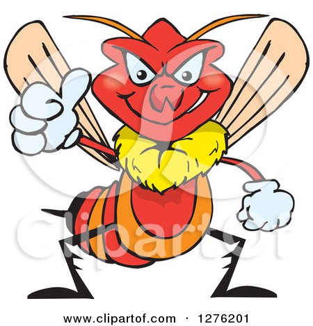 Clipart of a Grinning Wasp Holding a Thumb up - Royalty Free Vector Illustration by Dennis Holmes Designs