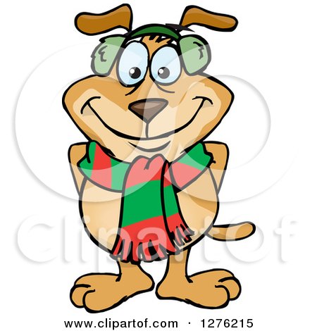 Clipart of a Sparkey Dog Wearing a Winter Scarf and Ear Muffs - Royalty Free Vector Illustration by Dennis Holmes Designs