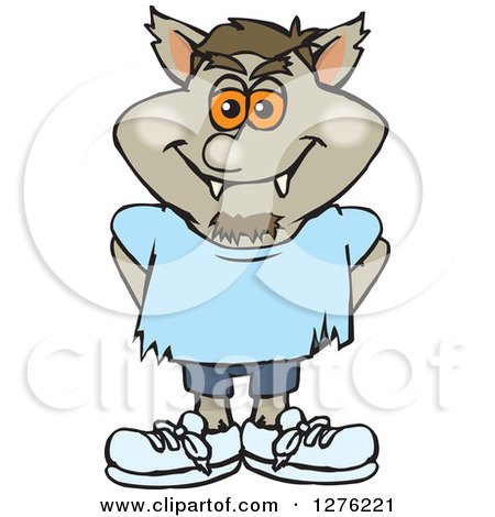 Clipart of a Happy Werewolf Standing - Royalty Free Vector Illustration by Dennis Holmes Designs