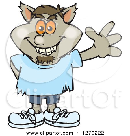 Clipart of a Happy Werewolf Waving - Royalty Free Vector Illustration by Dennis Holmes Designs
