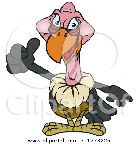 Clipart of a Vulture Holding a Thumb up - Royalty Free Vector Illustration by Dennis Holmes Designs