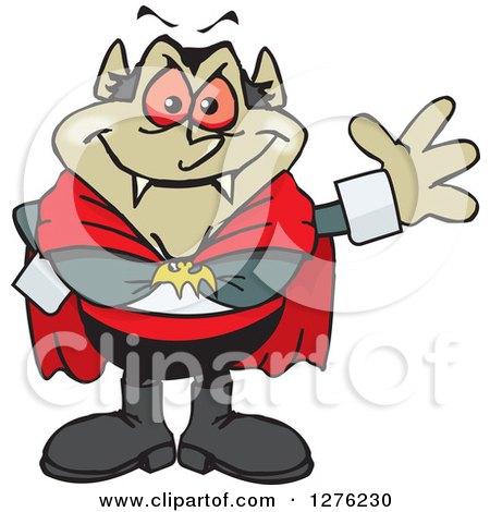 Clipart of a Happy Vampire Waving - Royalty Free Vector Illustration by Dennis Holmes Designs