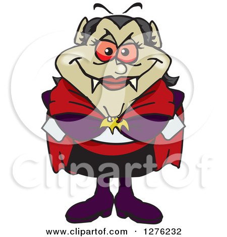 Clipart of a Happy Vampiress - Royalty Free Vector Illustration by Dennis Holmes Designs