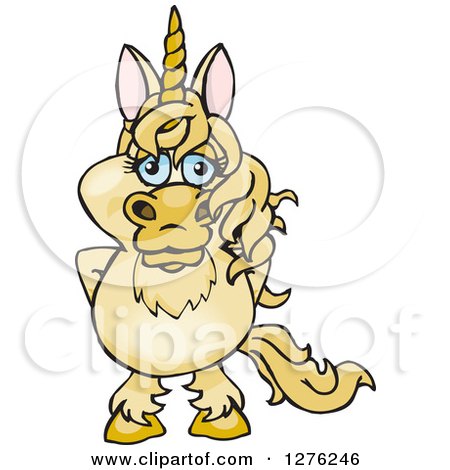 Clipart of a Happy Unicorn Standing - Royalty Free Vector Illustration by Dennis Holmes Designs