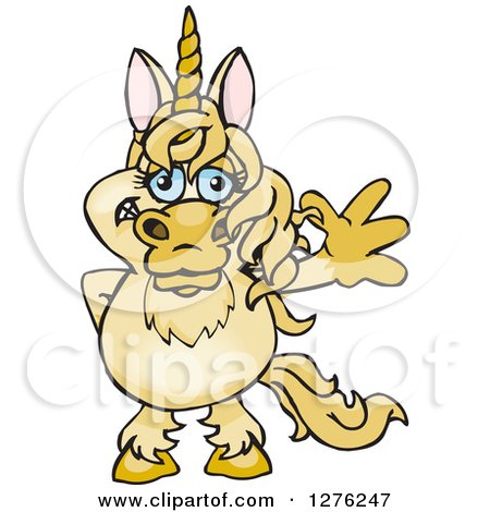 Clipart of a Happy Unicorn Waving - Royalty Free Vector Illustration by Dennis Holmes Designs