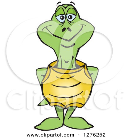 Clipart of a Happy Turtle Standing - Royalty Free Vector Illustration by Dennis Holmes Designs