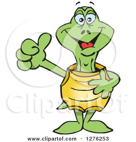 Clipart of a Happy Turtle Holding a Thumb up - Royalty Free Vector Illustration by Dennis Holmes Designs