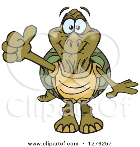 Clipart of a Happy Old Tortoise Holding a Thumb up - Royalty Free Vector Illustration by Dennis Holmes Designs