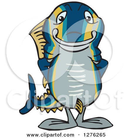 Clipart of a Happy Tuna Fish Standing - Royalty Free Vector Illustration by Dennis Holmes Designs