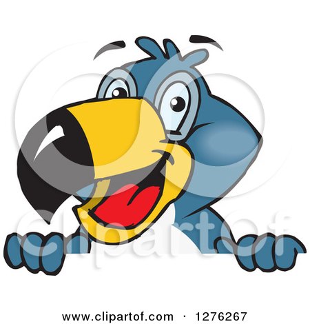 Clipart of a Happy Toucan Bird Peeking over a Sign - Royalty Free Vector Illustration by Dennis Holmes Designs