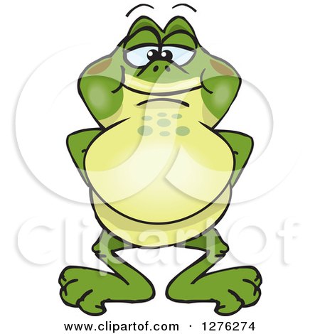 Clipart of a Happy Bullfrog Standing - Royalty Free Vector Illustration by Dennis Holmes Designs
