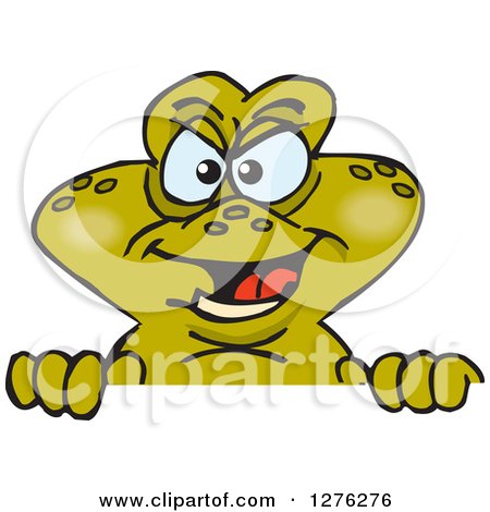 Clipart of a Toad Peeking over a Sign - Royalty Free Vector Illustration by Dennis Holmes Designs