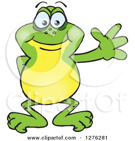 Clipart of a Happy Frog Waving - Royalty Free Vector Illustration by Dennis Holmes Designs