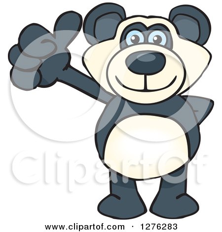 Clipart of a Happy Blue Eyed Panda Holding a Thumb up - Royalty Free Vector Illustration by Dennis Holmes Designs