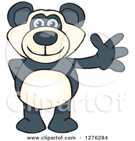 Clipart of a Happy Blue Eyed Panda Waving - Royalty Free Vector Illustration by Dennis Holmes Designs