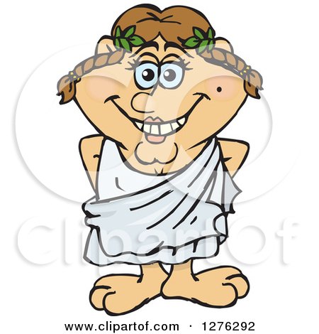 Clipart of a Happy Greek Woman in a Toga - Royalty Free Vector Illustration by Dennis Holmes Designs