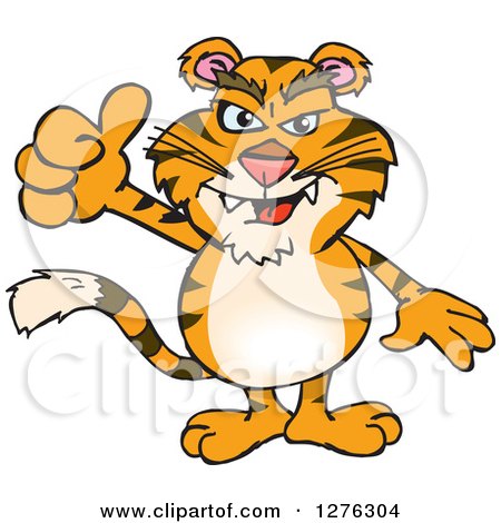 Clipart of a Tiger Holding a Thumb up - Royalty Free Vector Illustration by Dennis Holmes Designs