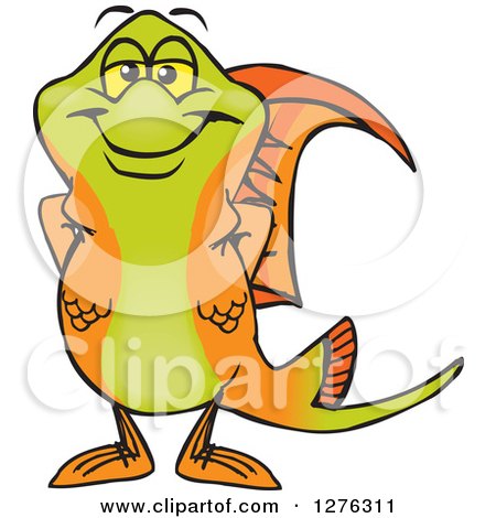 Clipart of a Happy Swordtail Fish Standing - Royalty Free Vector Illustration by Dennis Holmes Designs
