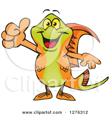 Clipart of a Happy Swordtail Fish Holding a Thumb up - Royalty Free Vector Illustration by Dennis Holmes Designs