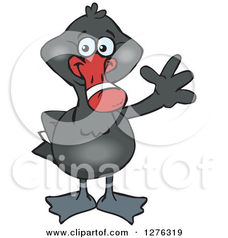 Clipart of a Happy Black Swan Waving - Royalty Free Vector Illustration by Dennis Holmes Designs
