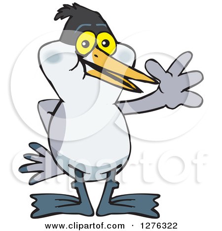 Clipart of a Tern Bird Waving - Royalty Free Vector Illustration by Dennis Holmes Designs