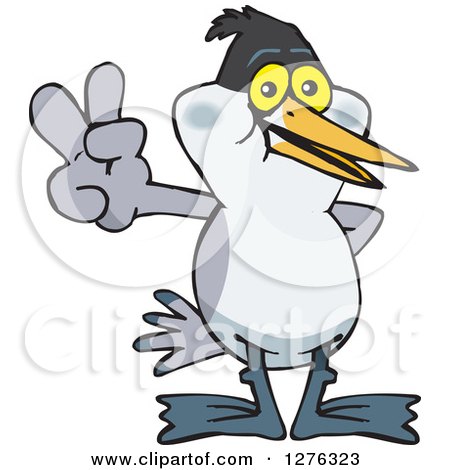 Clipart of a Tern Bird Gesturing Peace - Royalty Free Vector Illustration by Dennis Holmes Designs