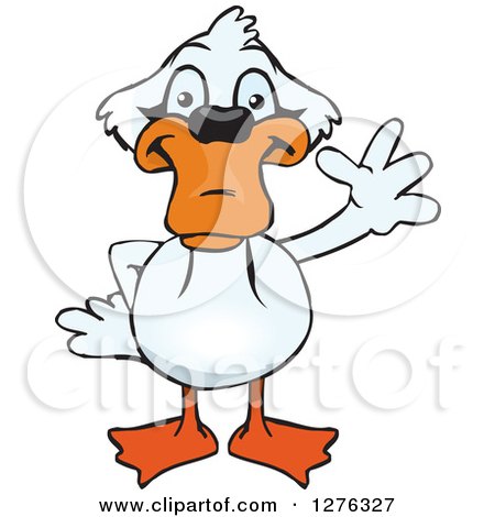Clipart of a Happy Mute Swan Waving - Royalty Free Vector Illustration by Dennis Holmes Designs