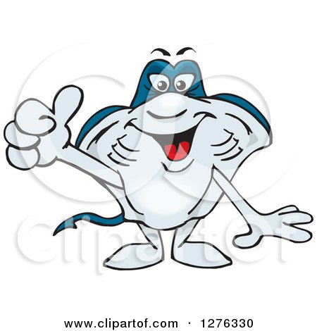 Clipart of a Happy Sting Ray Holding a Thumb up - Royalty Free Vector Illustration by Dennis Holmes Designs
