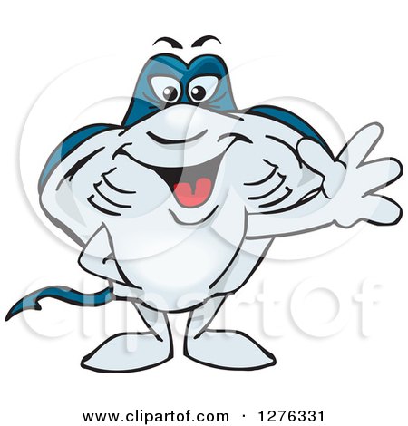 Clipart of a Happy Sting Ray Waving - Royalty Free Vector Illustration by Dennis Holmes Designs
