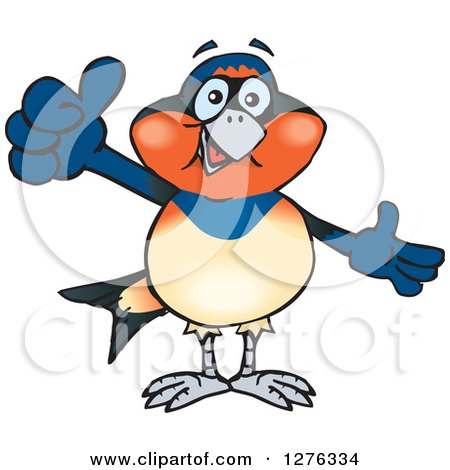 Clipart of a Swallow Bird Holding a Thumb up - Royalty Free Vector Illustration by Dennis Holmes Designs
