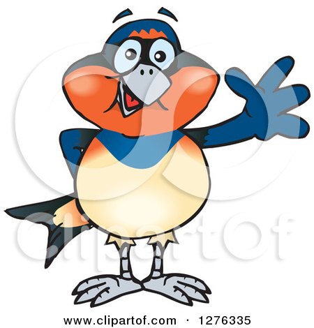 Clipart of a Swallow Bird Waving - Royalty Free Vector Illustration by Dennis Holmes Designs