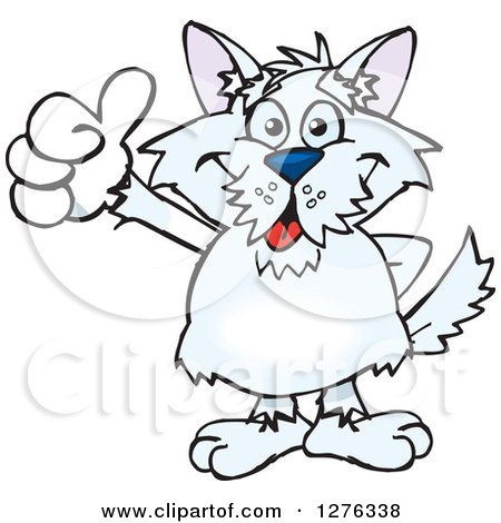Clipart of a White Terrier Dog Giving a Thumb up - Royalty Free Vector Illustration by Dennis Holmes Designs