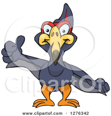 Clipart of a Terradactyl Holding a Thumb up - Royalty Free Vector Illustration by Dennis Holmes Designs