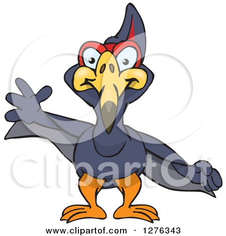 Clipart of a Terradactyl Waving - Royalty Free Vector Illustration by Dennis Holmes Designs