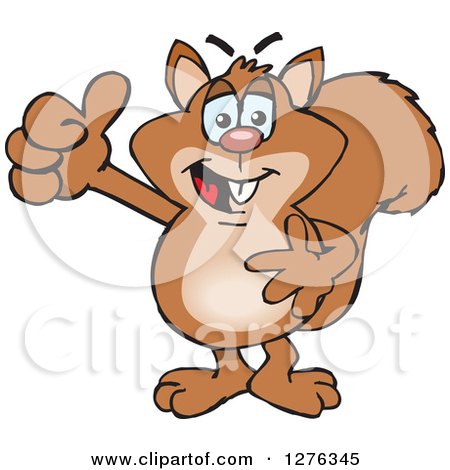 Clipart of a Happy Squirrel Holding a Thumb up - Royalty Free Vector Illustration by Dennis Holmes Designs