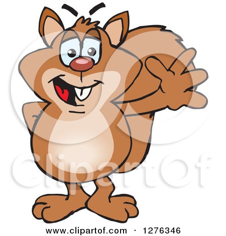 Clipart of a Happy Squirrel Waving - Royalty Free Vector Illustration by Dennis Holmes Designs
