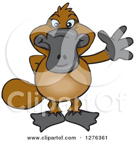Clipart of a Happy Platypus Waving - Royalty Free Vector Illustration by Dennis Holmes Designs