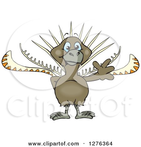Clipart of a Happy Lyrebird Waving - Royalty Free Vector Illustration by Dennis Holmes Designs