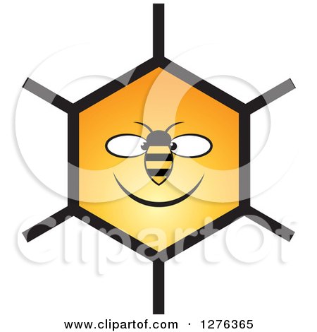 Clipart of a Happy Bee and Honeycomb Face - Royalty Free Vector Illustration by Lal Perera
